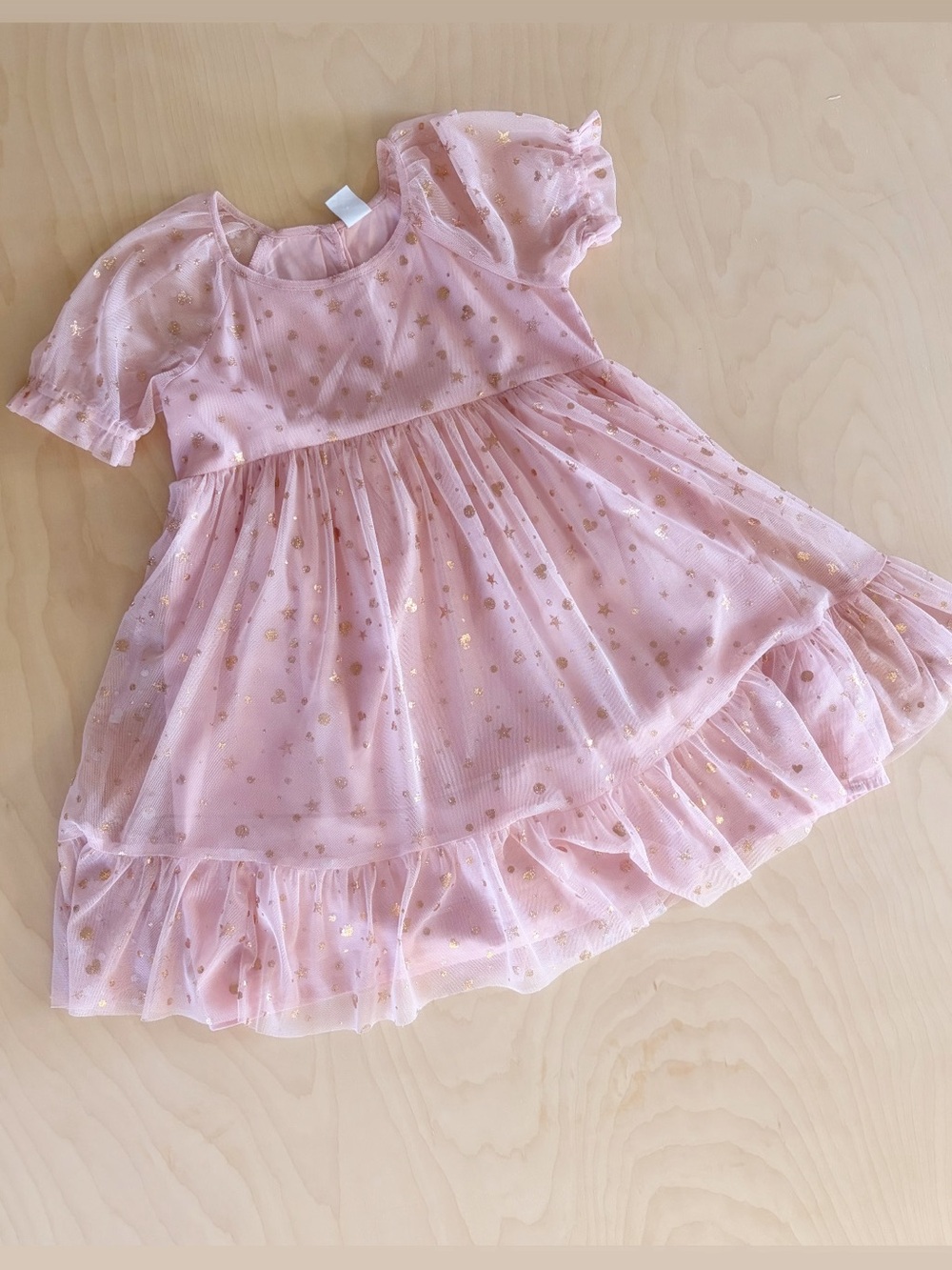 Baby Gap Pink Gold Star Mesh Dress | 5 Toddler Girl